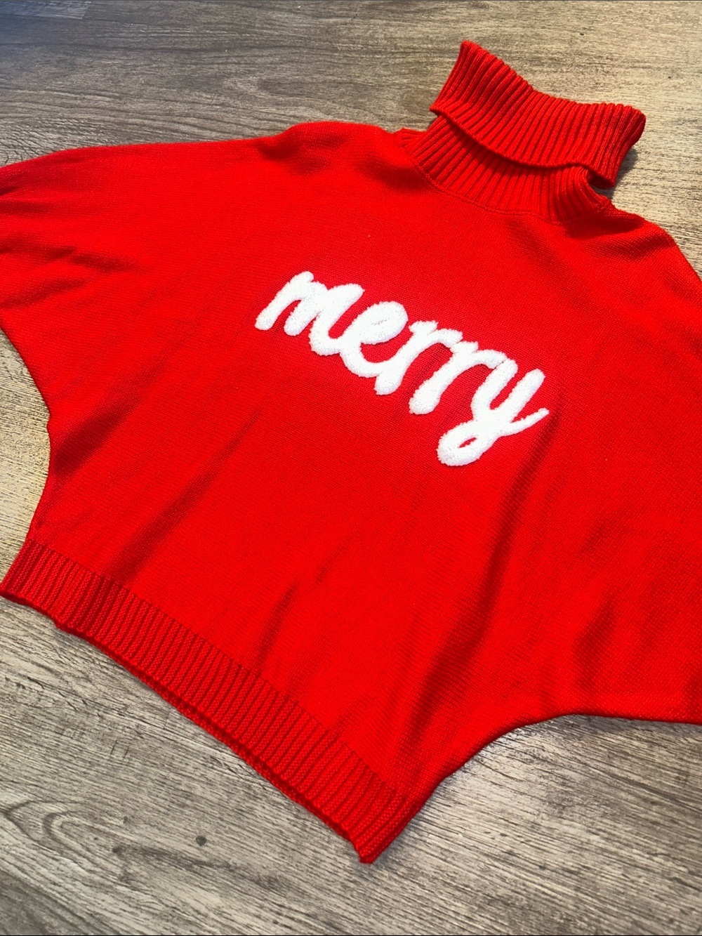 SHEIN Merry Red Turtleneck Sweater Medium Christmas Holiday Dolman Sleeve Cozy